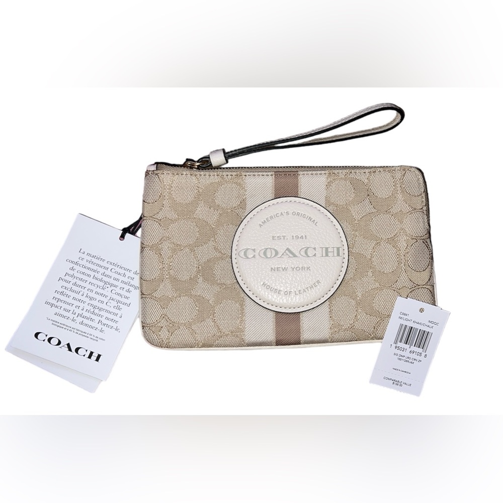 Coach wristlet NWT light khaki/ chalk